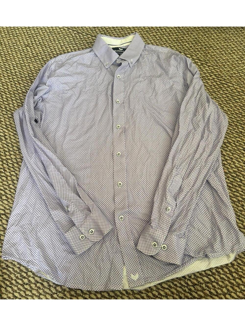 Buttercloth Men’s Purple Button-Up Dress Shirt Size Large